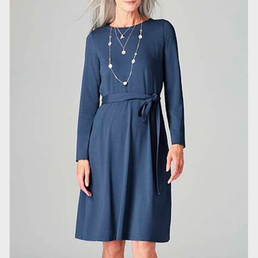 NWT J Jill Twilight Wearever Belted A-Line Dress